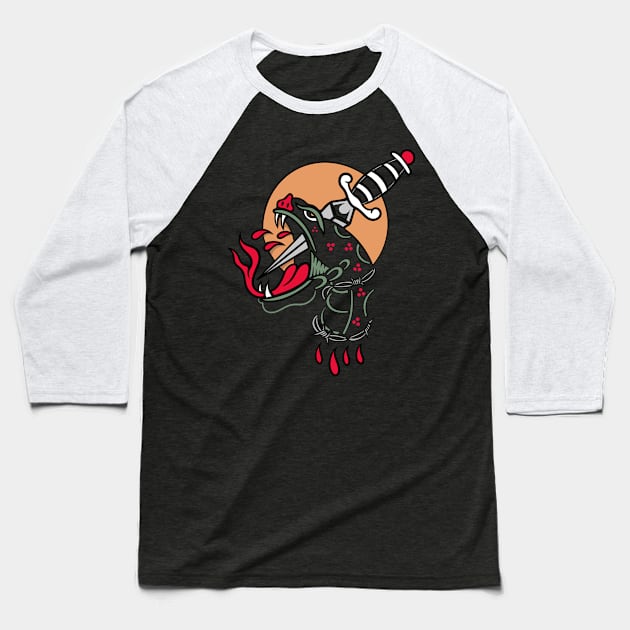 Knife and snake Baseball T-Shirt by gggraphicdesignnn